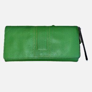 Vintage NEW Clarks Wallet Lime Green Leather Credit Card Clutch NWT